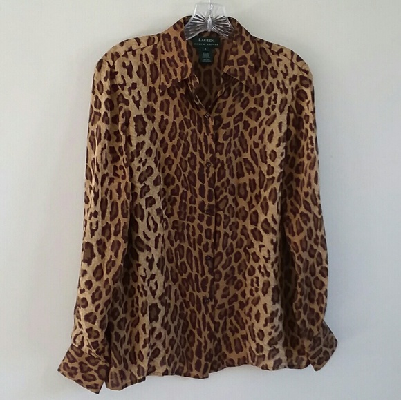 Lauren Ralph Lauren Tops - LAUREN RALPH LAUREN ANIMAL PRINT 100% SILK BLOUSE